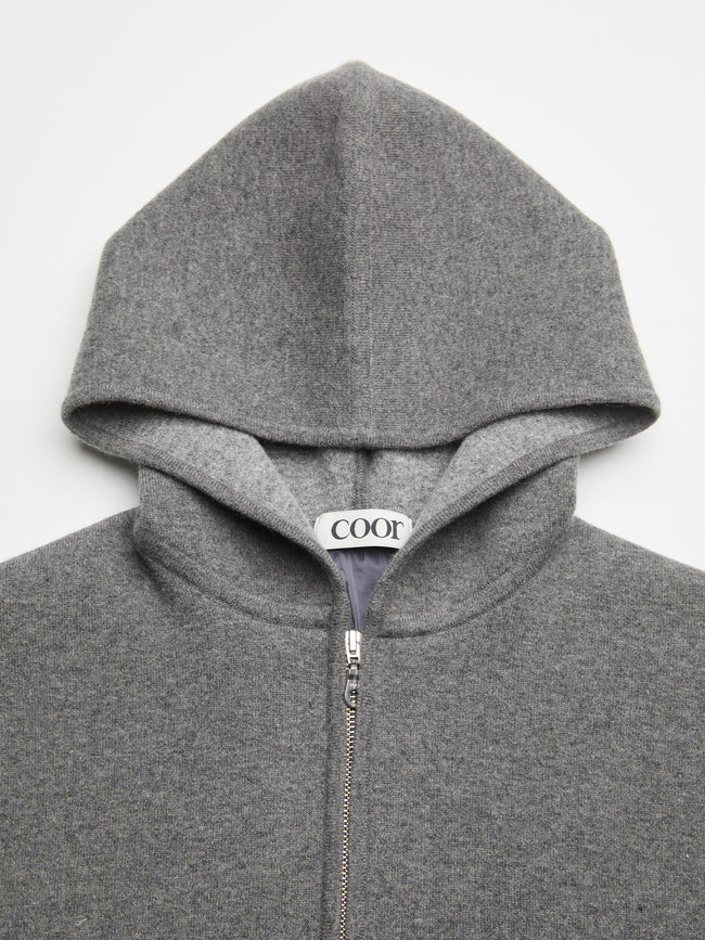 COOR Double Face Wool Blend Hoodie - Charcoal