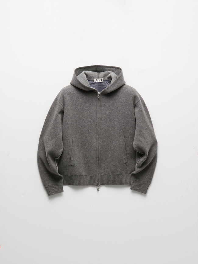 COOR Double Face Wool Blend Hoodie - Charcoal