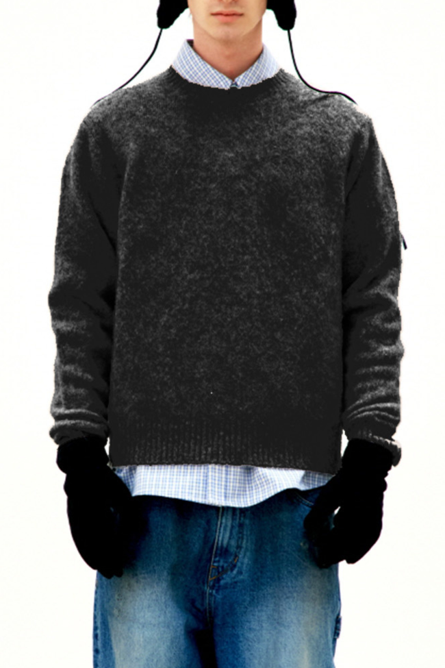 COOR Hairy Alapaca Crewneck Sweater - Black