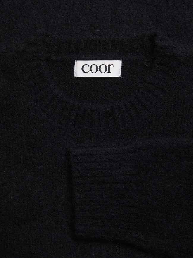 COOR Hairy Alapaca Crewneck Sweater - Black