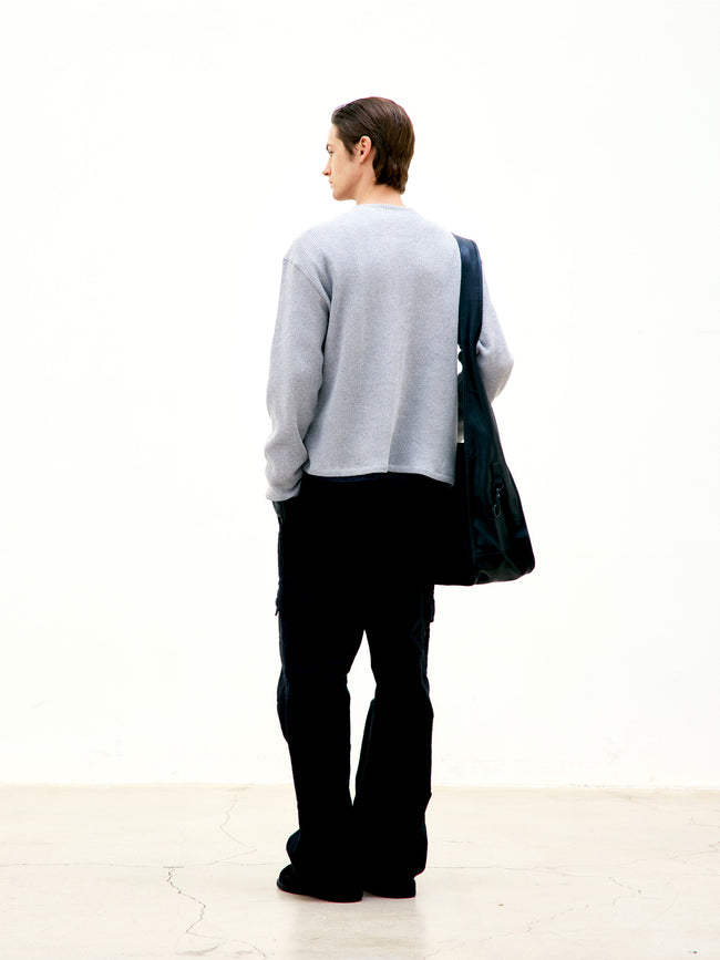 COOR Waffle L/S Henley Neck Tee - Grey