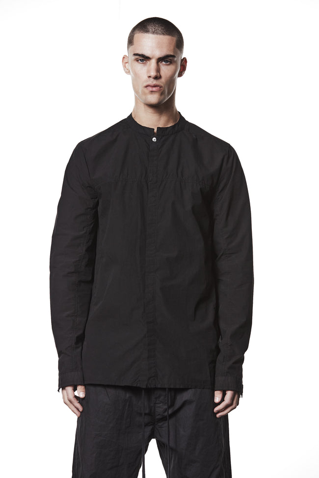 thom/krom MH177 Long Hidden Panel Shirt - Black