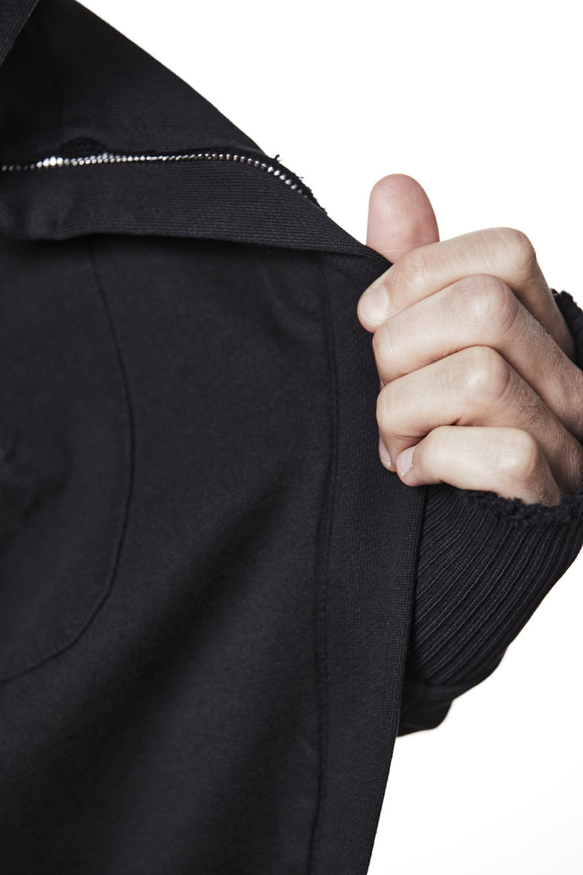 thom/krom MSJ690 Long Hooded Zip Jacket - Black