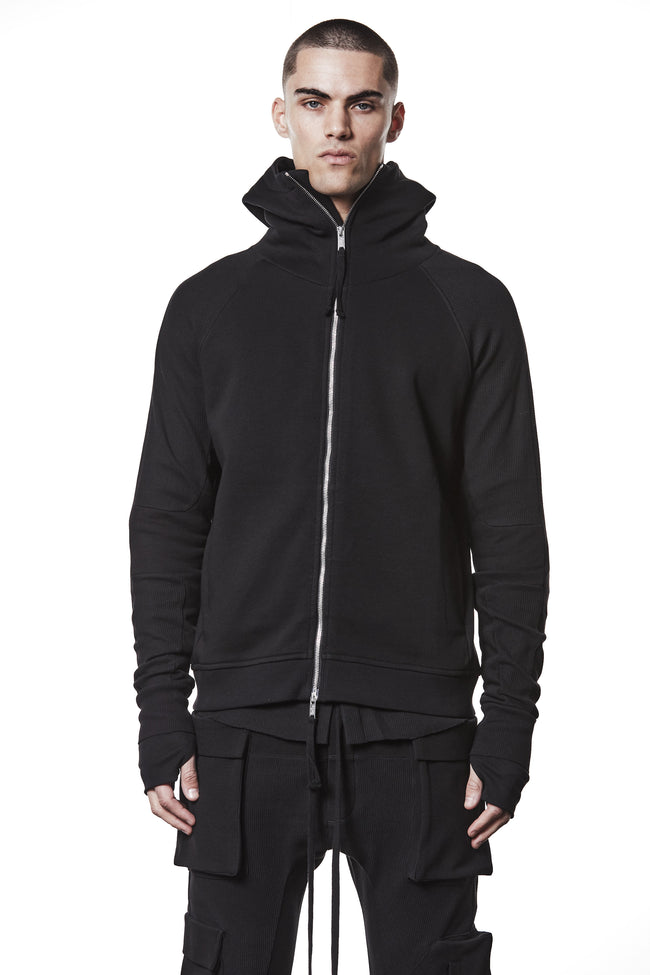 thom/krom M SJ 691 Hooded Zip Sweater - Black