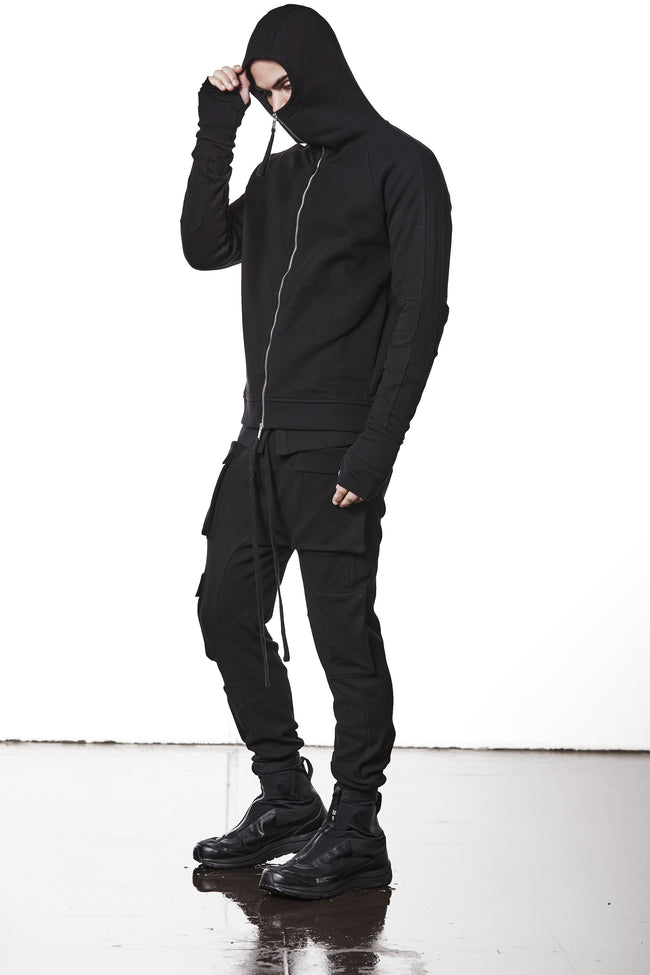 thom/krom M SJ 691 Hooded Zip Sweater - Black