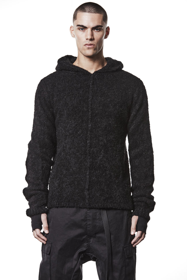 thom/krom MK 126 Hooded Hairy Alpaca Sweater - Black