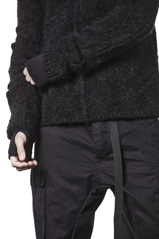 thom/krom MK 126 Hooded Hairy Alpaca Sweater - Black