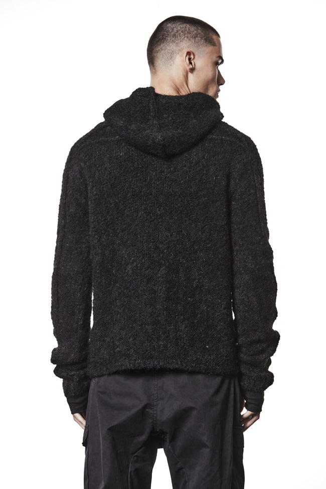 thom/krom MK 126 Hooded Hairy Alpaca Sweater - Black