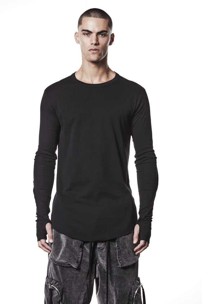 thom/krom M TS 900 Basic Round Neck L/S 2in1 Tee - Black