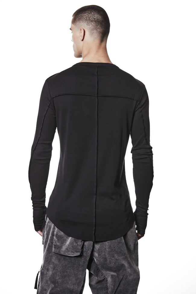 thom/krom M TS 900 Basic Round Neck L/S 2in1 Tee - Black