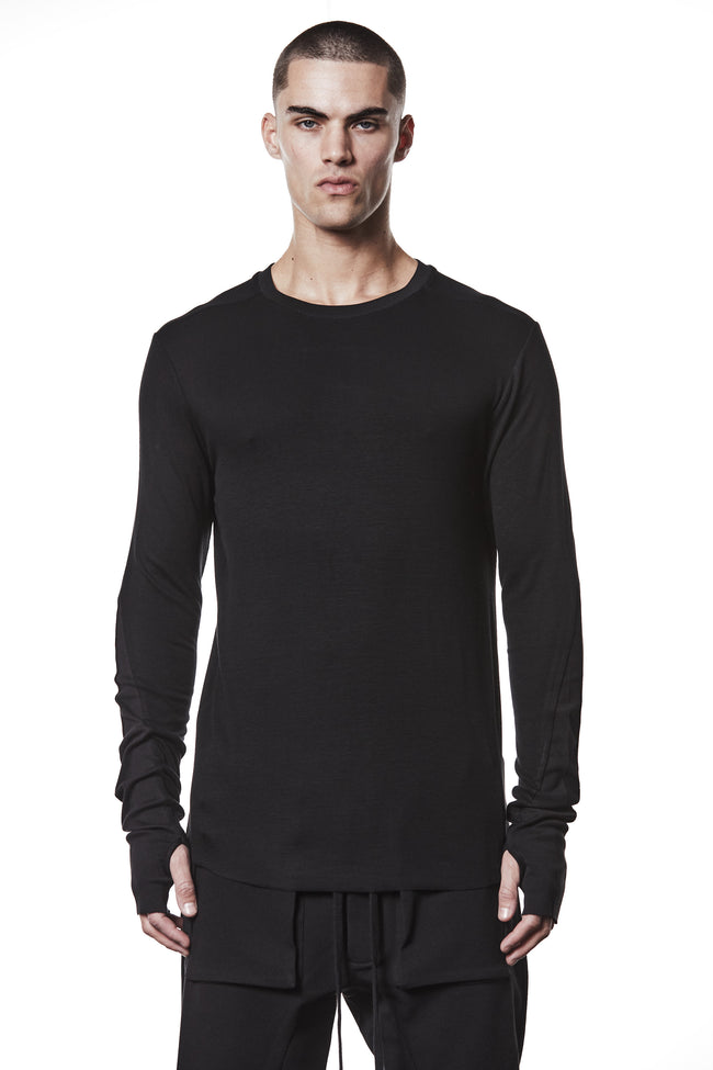thom/krom M TS 889 Matmix L/S Slim Tee - Black