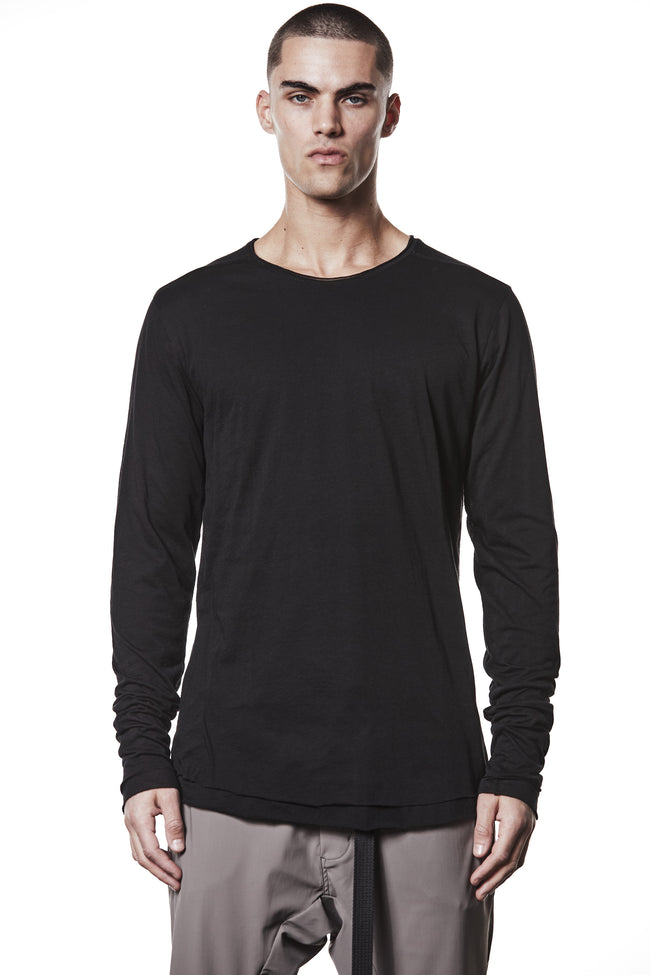 thom/krom M TS 905 Basic Round Neck L/S 2in1 Tee - Black