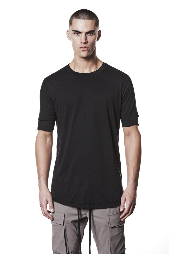 thom/krom M TS 892 Round Neck 2in1 Tee - Black