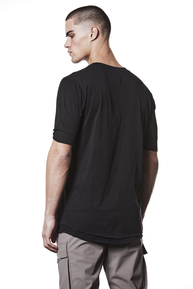 thom/krom M TS 892 Round Neck 2in1 Tee - Black