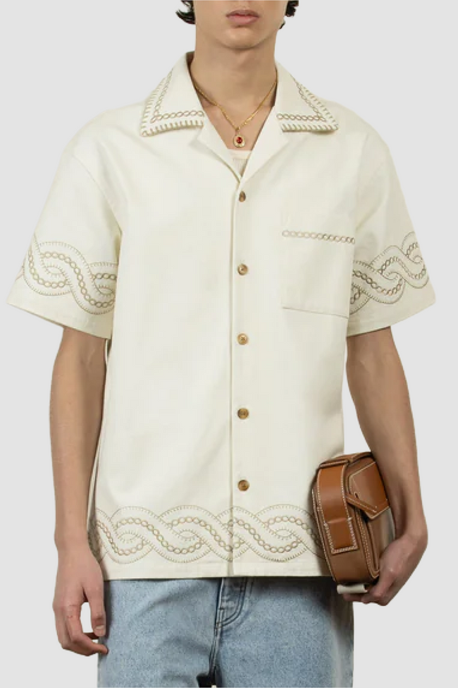 Drôle de Monsieur La Chemise Brodée Tresses Shirt - Cream