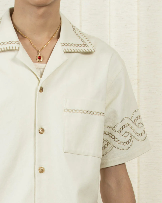 Drôle de Monsieur La Chemise Brodée Tresses Shirt - Cream