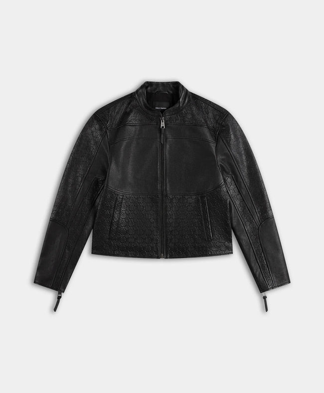 Daily Paper Structured Leather Jacket - Black