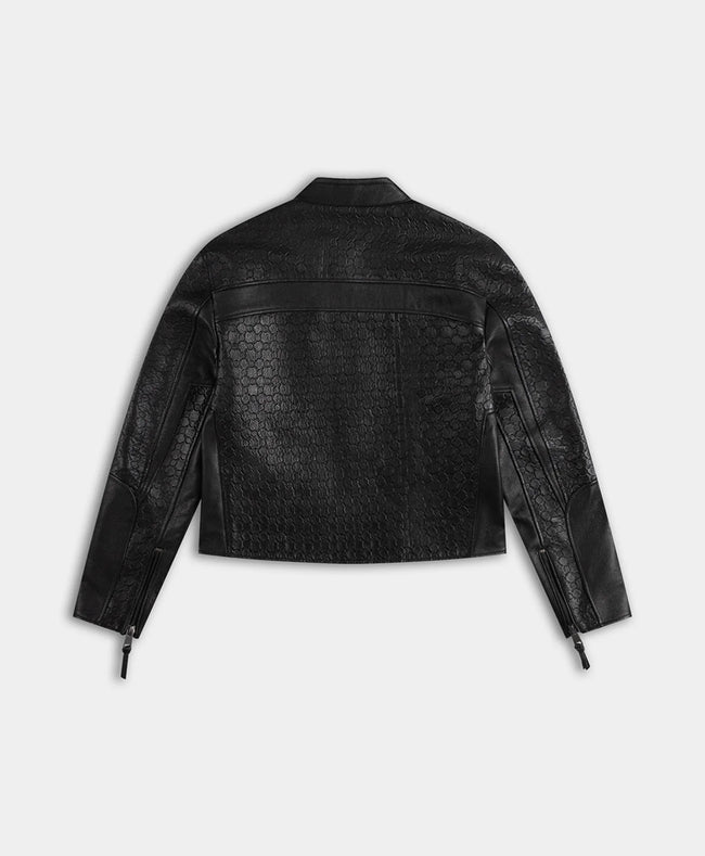 Daily Paper Structured Leather Jacket - Black