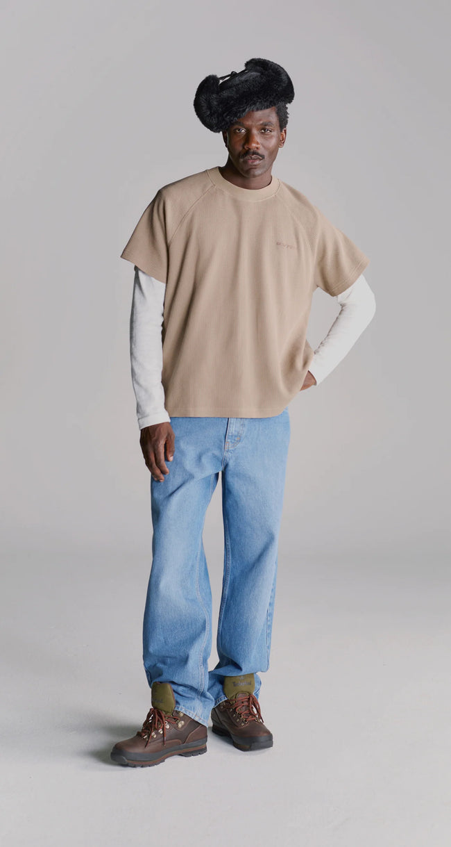 Daily Paper Waffle Boxy SS Tee - Irish Cream