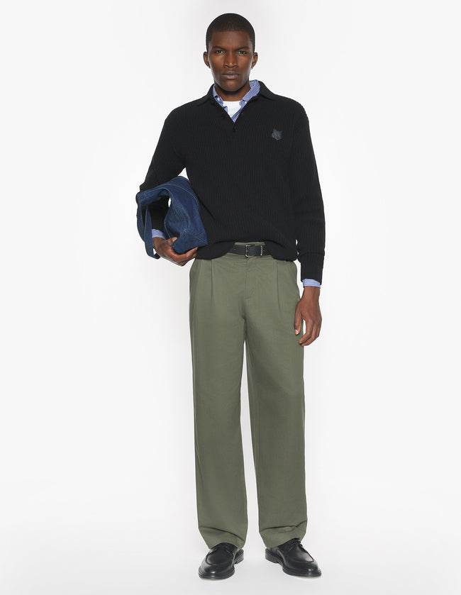 Maison Kitsuné Fox Head L/S Polo Sweater - Black