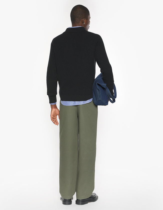 Maison Kitsuné Fox Head L/S Polo Sweater - Black