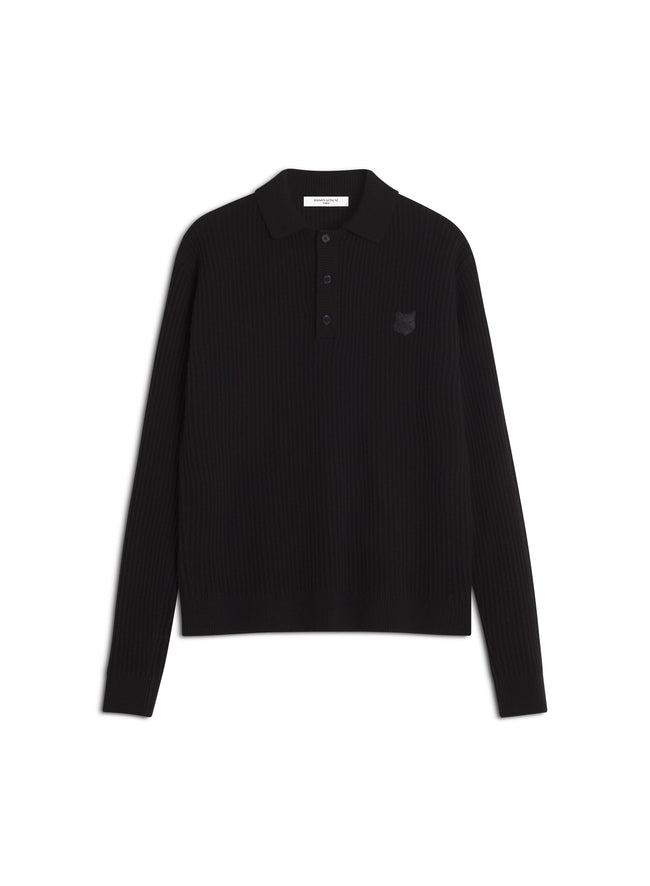 Maison Kitsuné Fox Head L/S Polo Sweater - Black