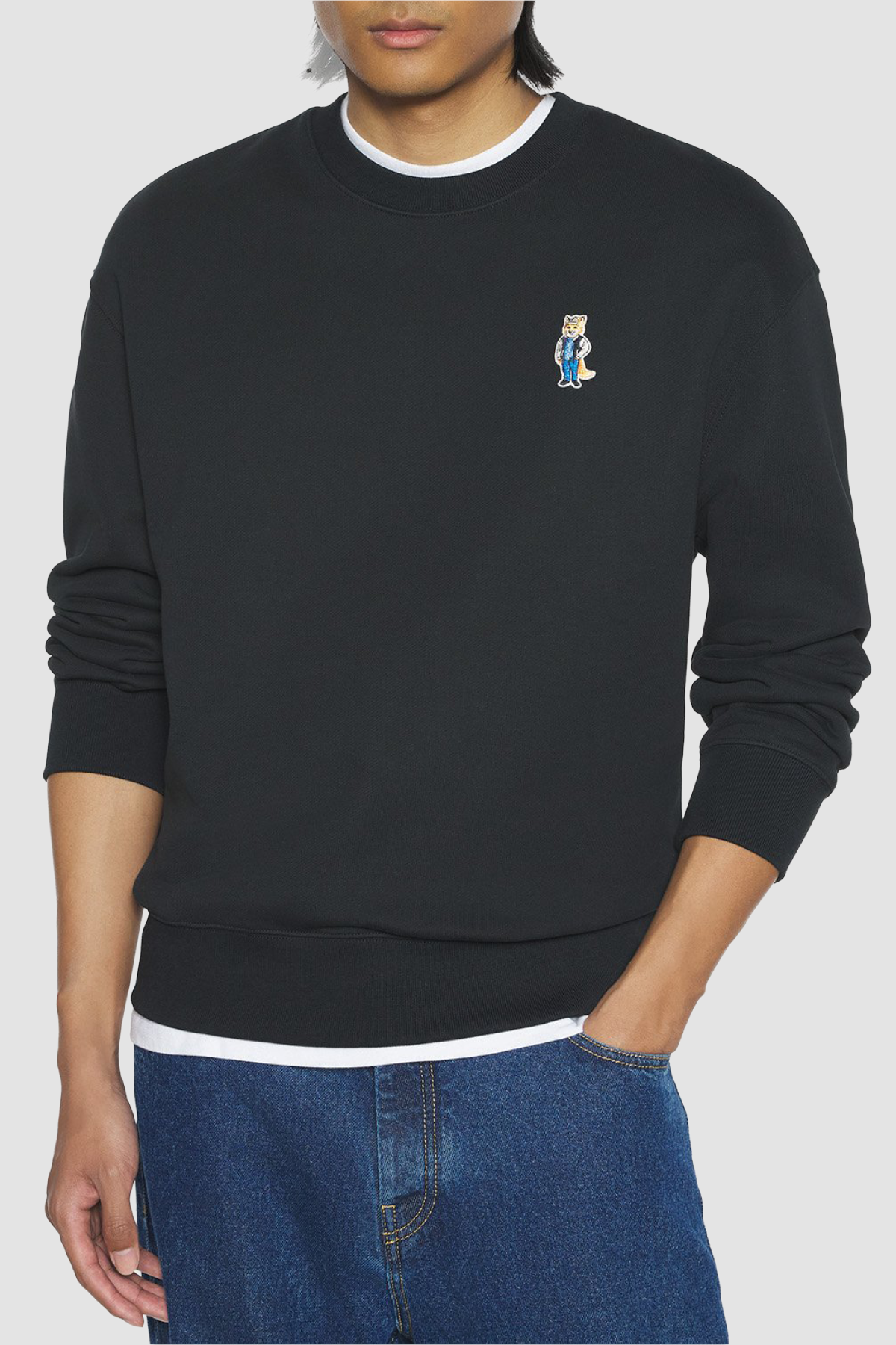 【Maison Kitsune】DRESSED FOX Maison Kitsuné Dressed Fox Crewneck - Black - Due West