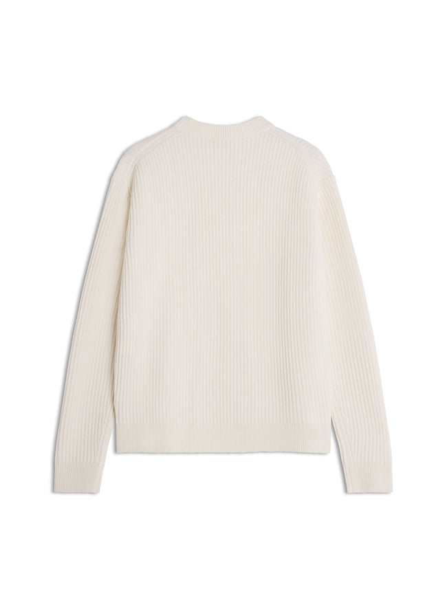 Maison Kitsuné Fox Head Wool Ribbed Sweater - Ecru