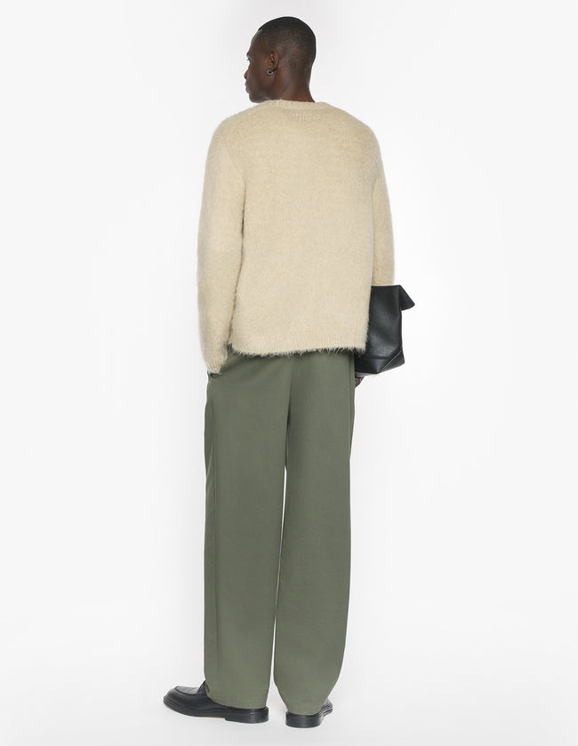Maison Kitsuné Relaxed Pleated Pants - Dark Khaki