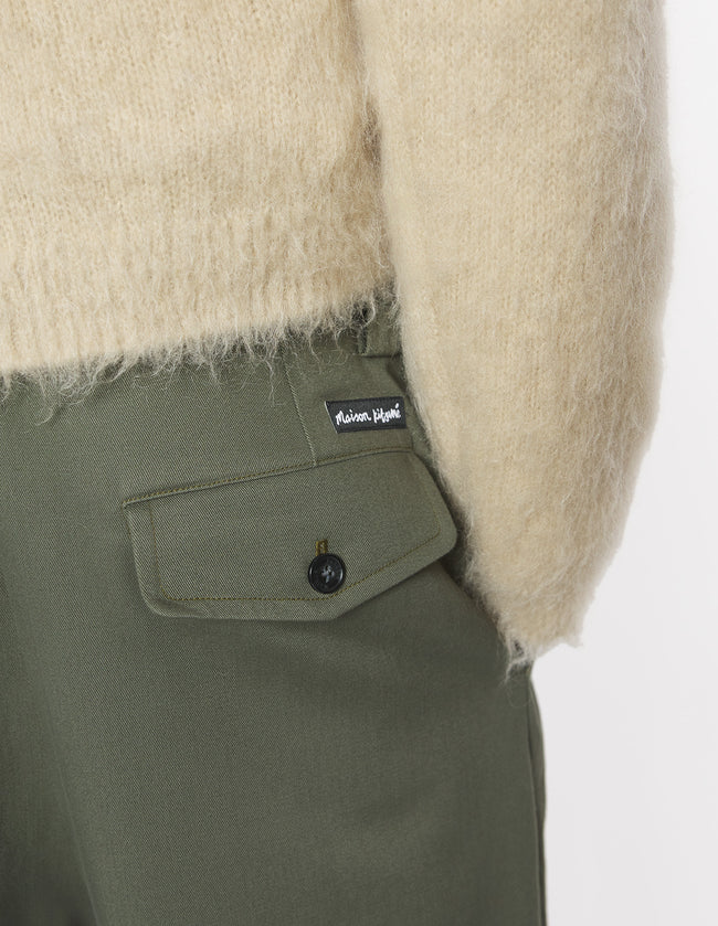Maison Kitsuné Relaxed Pleated Pants - Dark Khaki