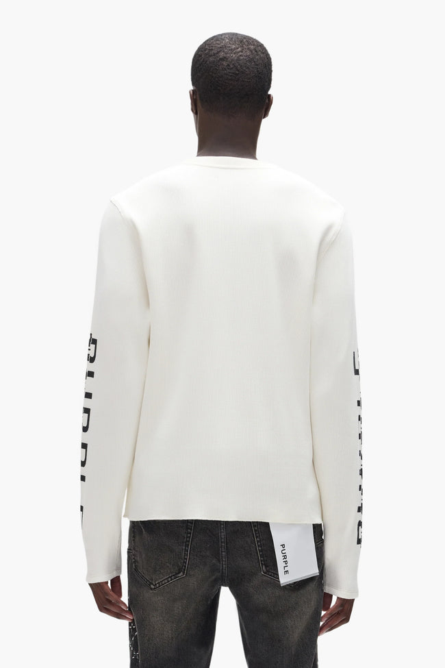 Purple Brand Diptych Waffle L/S Tee - White