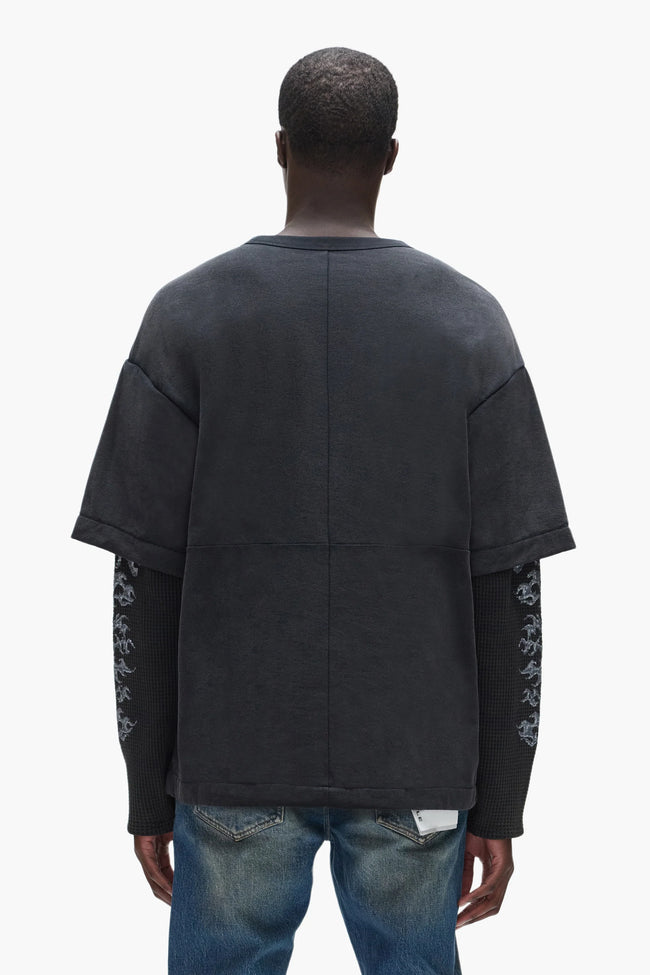 Purple Brand Sequin L/S Padded Tee - Black