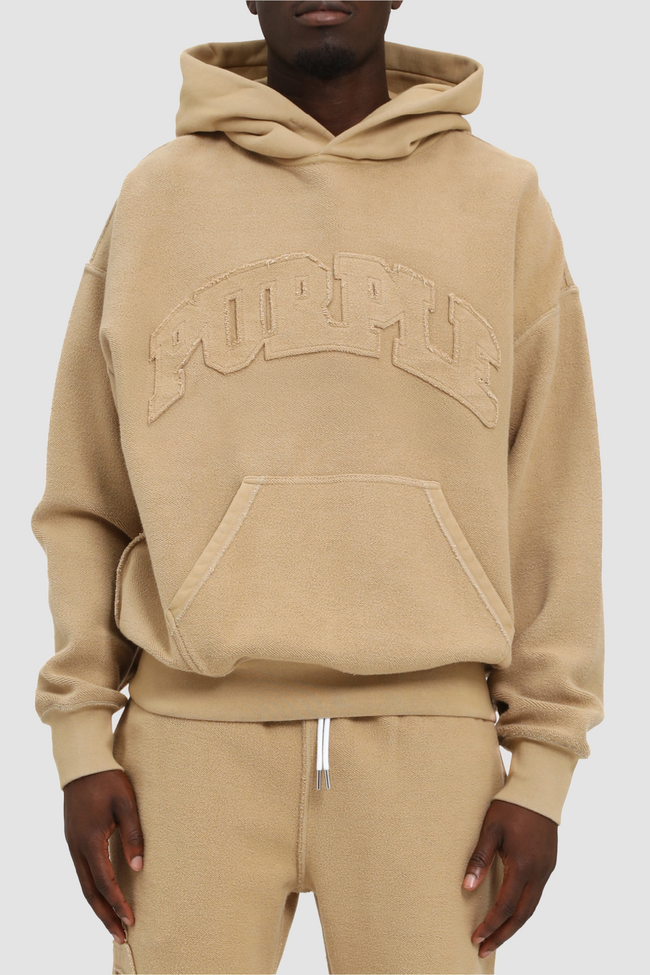 Purple Brand Inside Out Slab Hoodie - Tan
