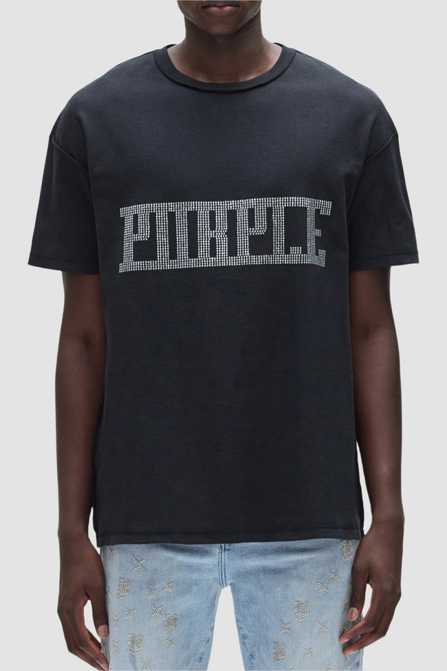 Purple Brand Crystal Plaque Tee - Black