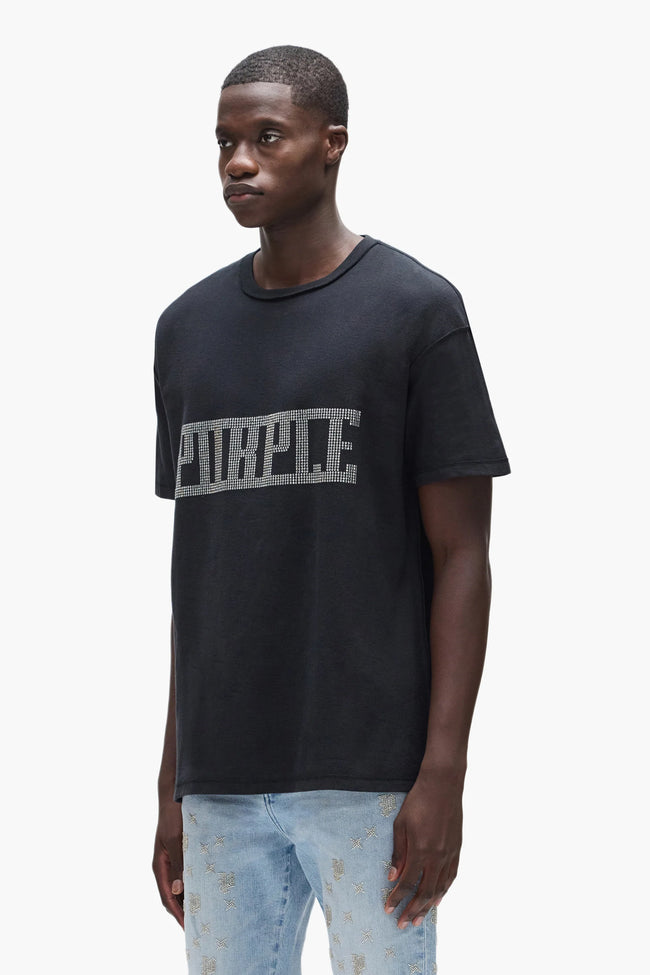 Purple Brand Crystal Plaque Tee - Black