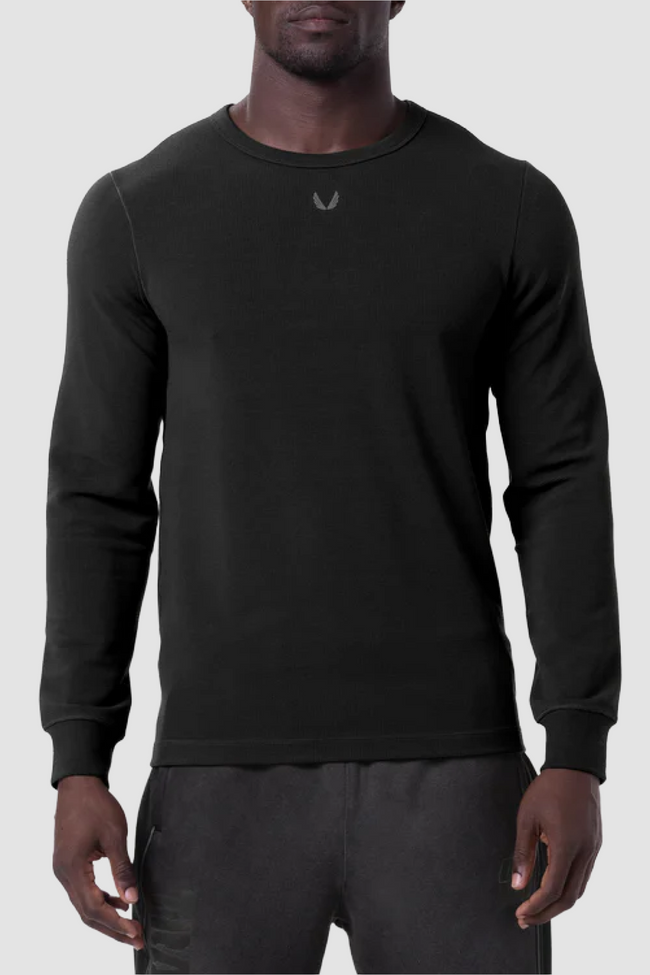 ASRV Waffle Knit L/S Tee - Black