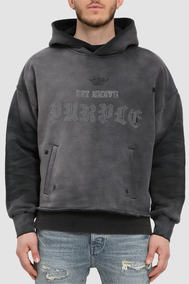 Purple Brand Heavyweight Studded Hoodie - Black