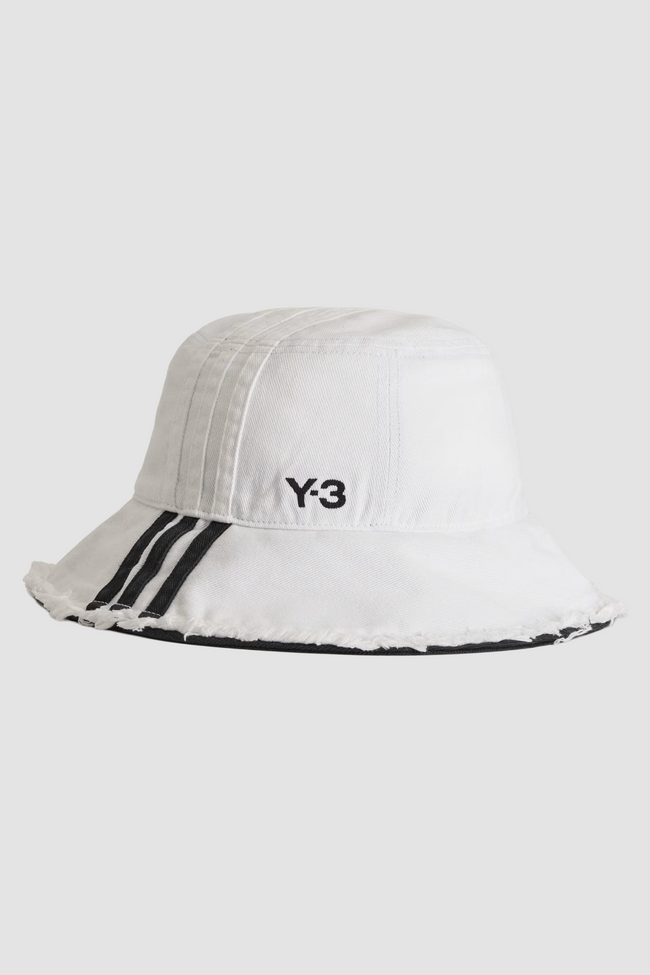 Y-3 Stripes Bucket Hat - White