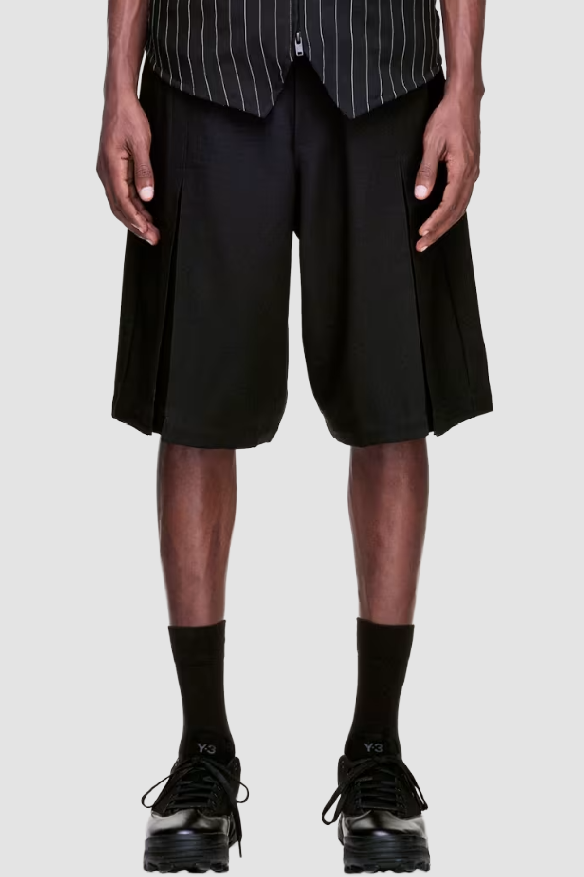 Y-3 Sport Uniform Pleated Shorts - Black - Due West