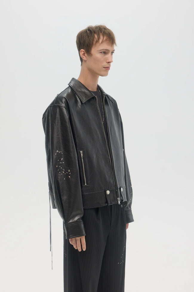 DOMREBEL Contrarian Leather Jacket - Black