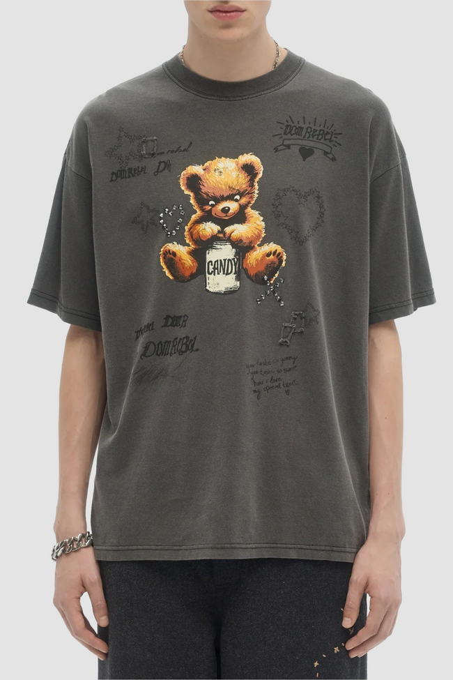 DOMREBEL Treats Crystals Tee - Faded Black