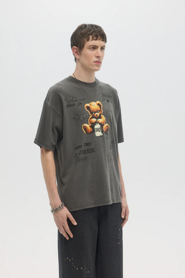 DOMREBEL Treats Crystals Tee - Faded Black