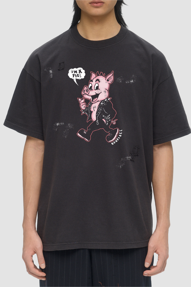 DOMREBEL Pig Tee - Old Black