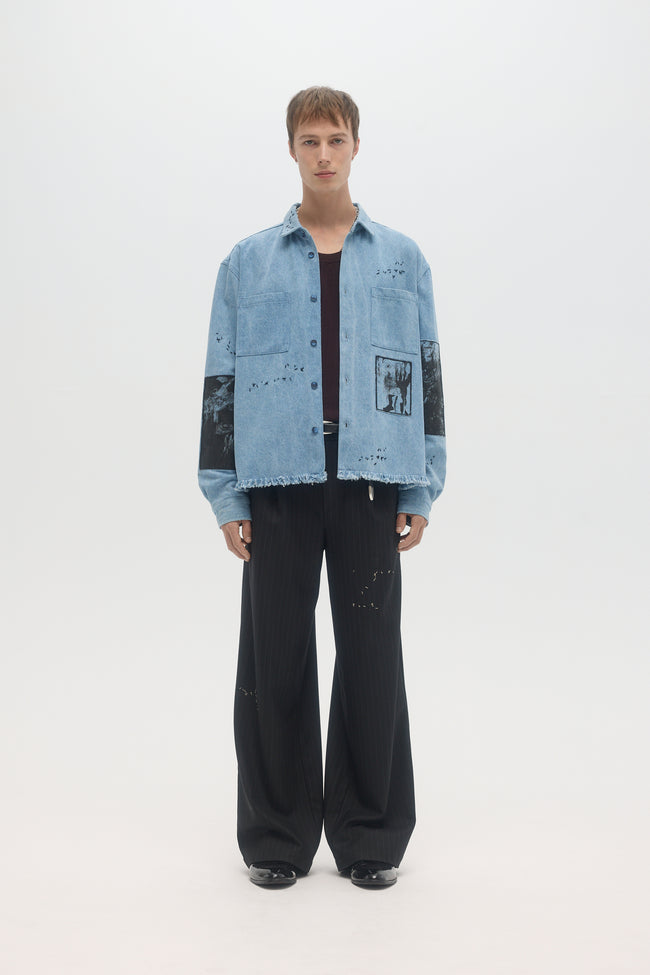 DOMREBEL Unskilled Worker Cropped Shirt - Denim