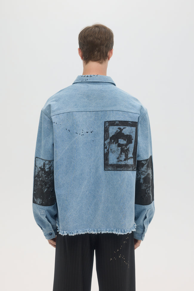 DOMREBEL Unskilled Worker Cropped Shirt - Denim