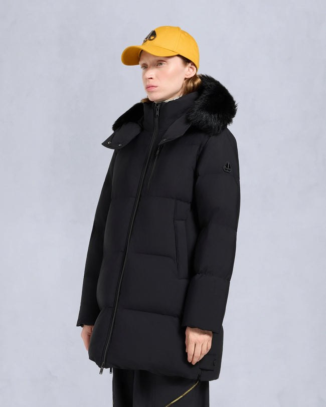 Moose Knuckles Womens Down Jacket Chelia 3Q Shearling - Black/Black