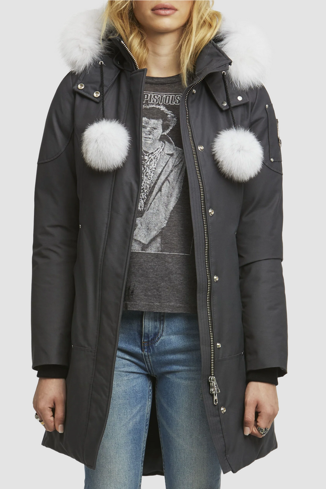 Moose Knuckles Womens Down *Parka Stirling - Granite/Natural