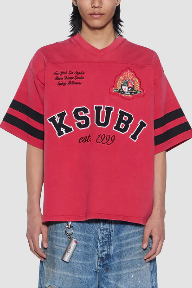 Ksubi Duke SS Jersey Top - Crimson
