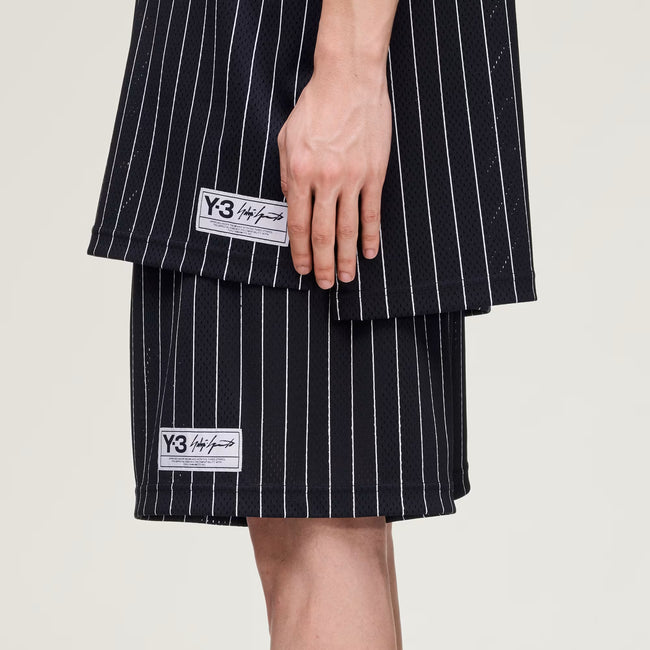Y-3 Mesh Pinstripe Shorts - Black