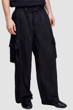 Y-3 Nylon Wired 3 Striped Cargo Pants - Black - Due West